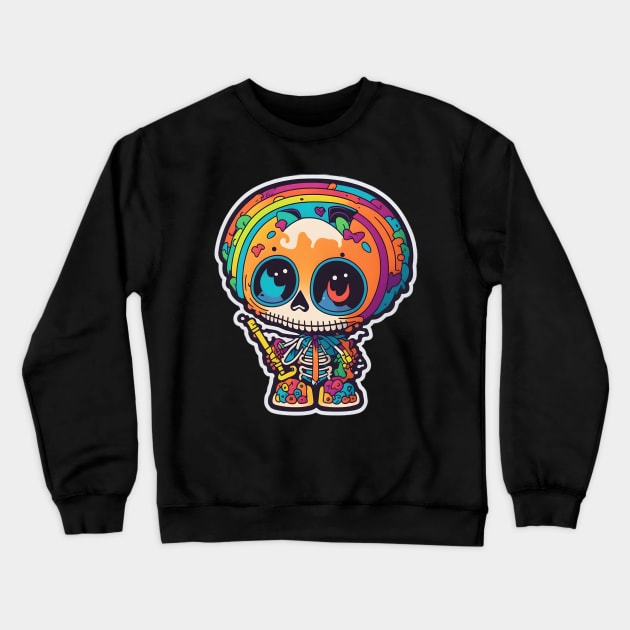 Skeleton Halloween Celebration Crewneck Sweatshirt by Shiwwa